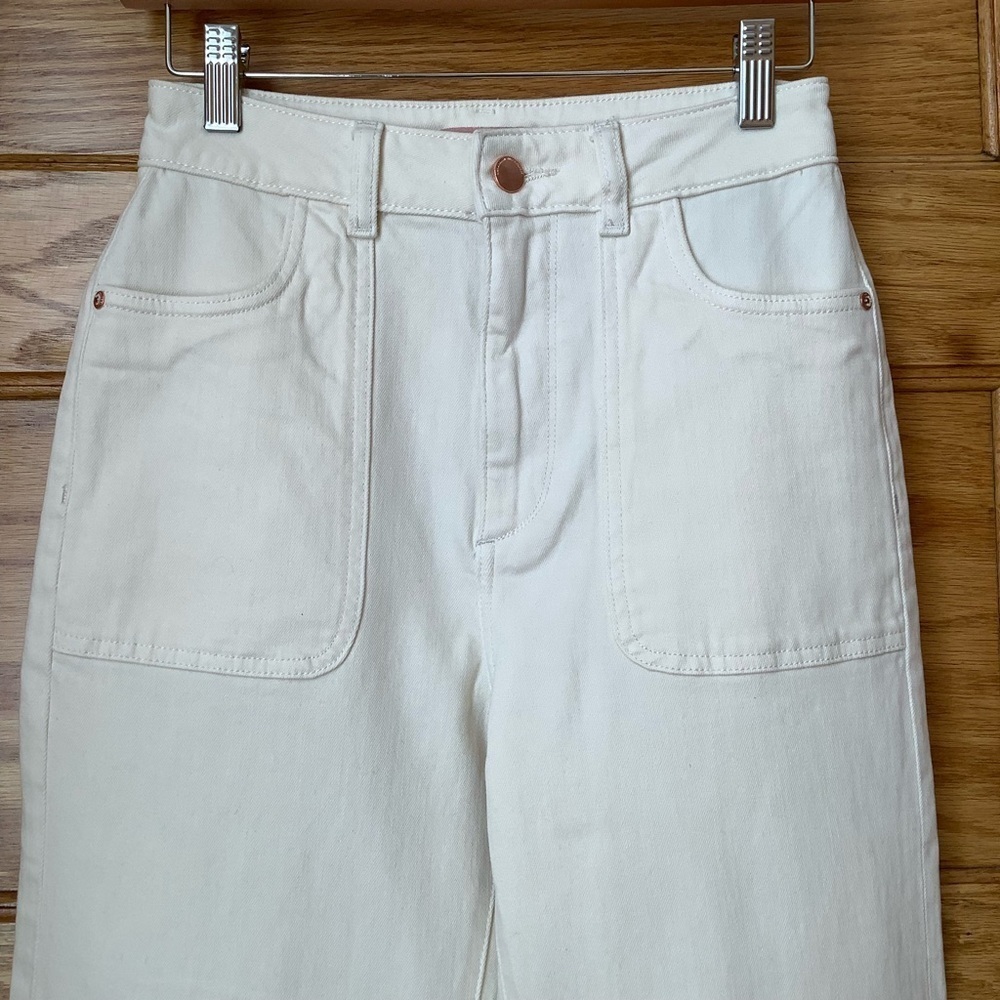 DL1961 Hepburn High Rise Wide Leg Ankle Jeans White Eggshell 25 EUC - Picture 6 of 16